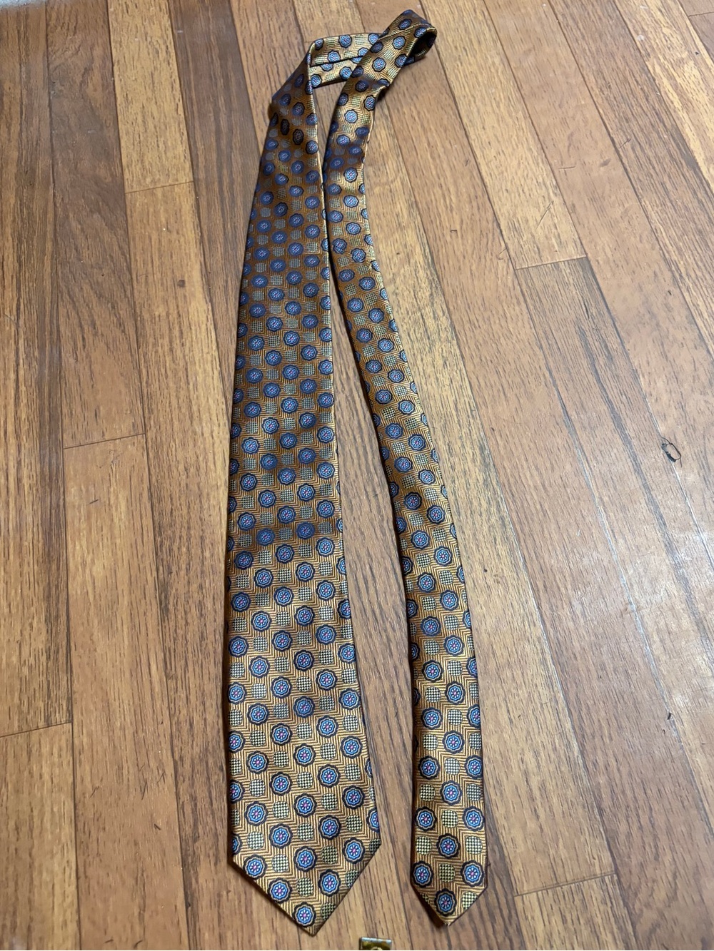 Robert Talbott Silk Geometric Dot Tie in Golden Brown